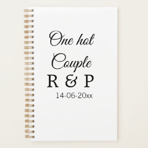 One hot add couple name initial letter text date planner