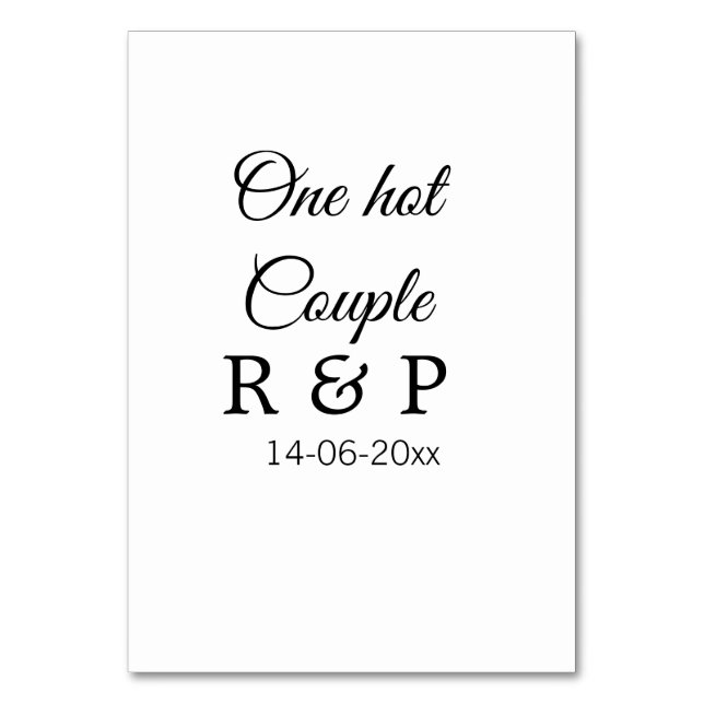 One hot add couple name initial letter text date table number (Front)