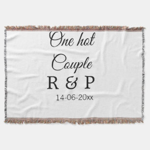 One hot add couple name initial letter text date throw blanket