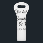 One hot add couple name initial letter text date wine bag<br><div class="desc">For lovers like us</div>