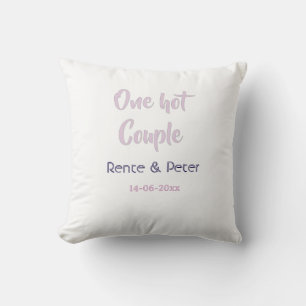One hot couple add name purple pastel retro modern throw pillow