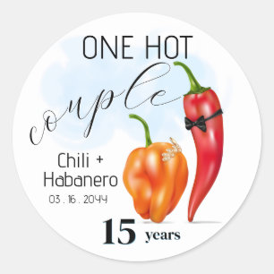 One Hot Couple Hot Pepper Wedding Anniversary Classic Round Sticker
