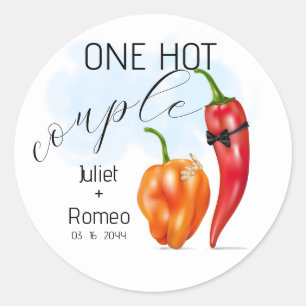 One Hot Couple Hot Pepper Wedding Classic Round Sticker