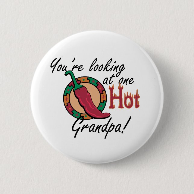 One Hot Grandpa 2 Inch Round Button (Front)