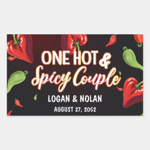 One Hot & Spicy Couple Wedding, Custom Couple name Sticker