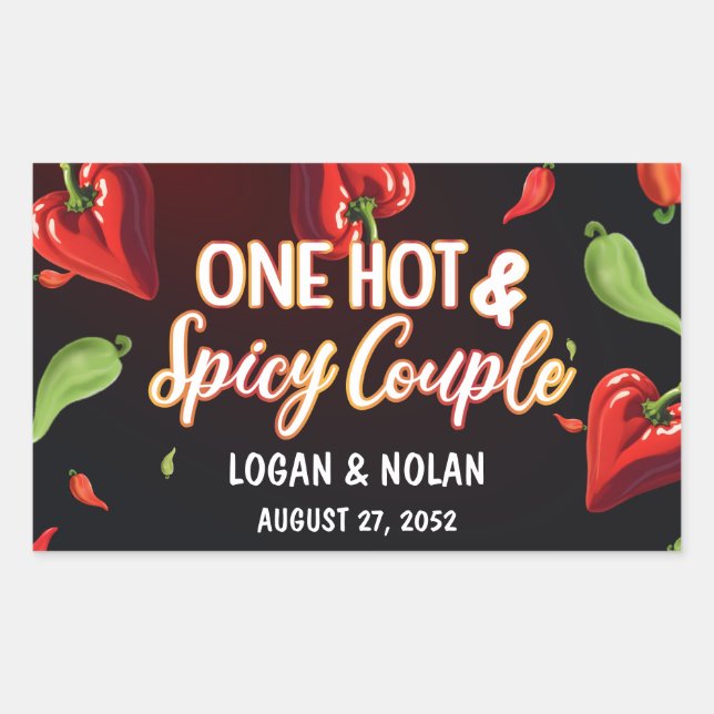 One Hot & Spicy Couple Wedding, Custom Couple name Sticker (Front)