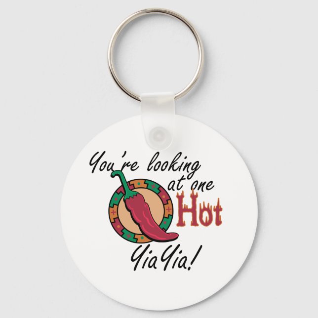 One Hot YiaYia Keychain (Front)