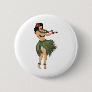 One Hula Girl Dancing 2 Inch Round Button