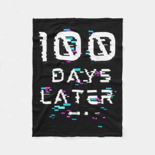 One Hundred Days Later 100th Day Of School Glitch  Fleece Blanket