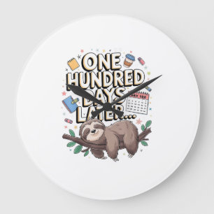 One Hundred Days Later 100th day Sloth teacher or Large Clock