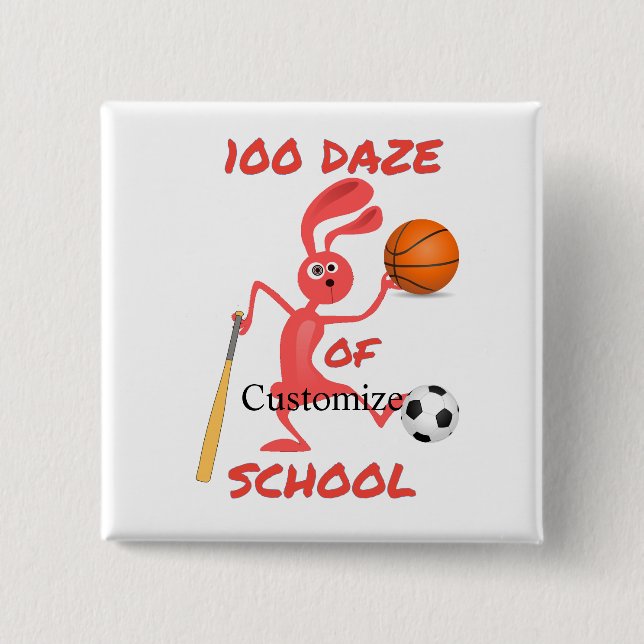One Hundred Daze Of School Thunder_Cove 2 Inch Square Button (Front)
