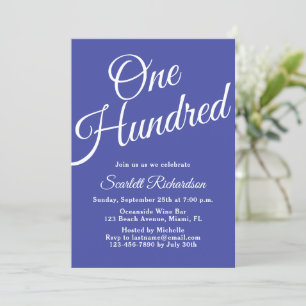 One Hundred Script Lavender Purple 100th Birthday Invitation