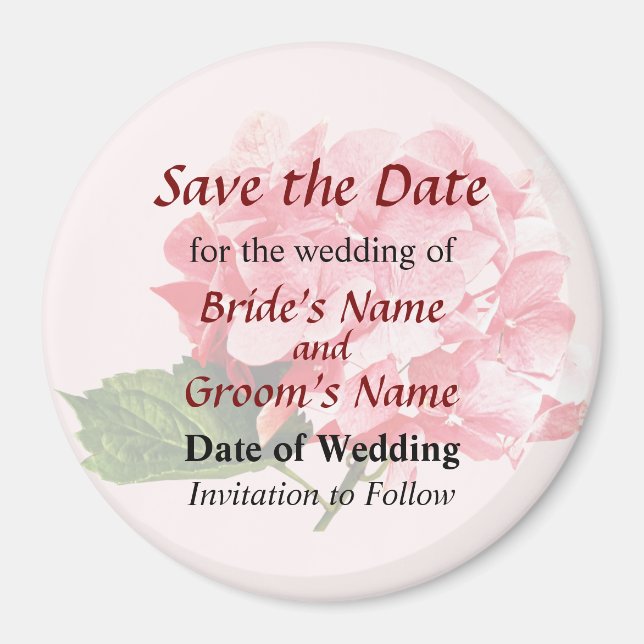 One Hydrangea Cluster Save the Date Magnet (Front)