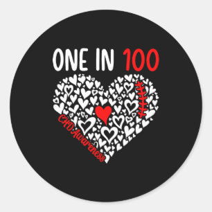 One In 100 Congenital Heart Disease Awareness Chd Classic Round Sticker