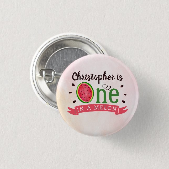 One In A Melon 1st Birthday 1 Inch Round Button (Front & Back)