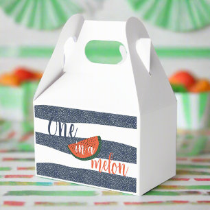 One in a Melon 1st Birthday Baby Boy Striped  Favor Box