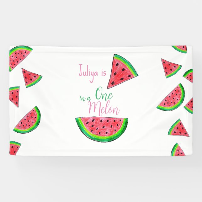 One in a melon 1st Birthday   Banner (Horizontal)