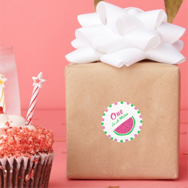 One In A Melon 1st Birthday Classic Round Sticker (Party)