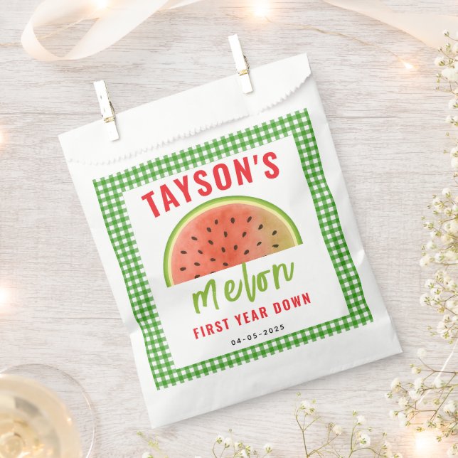 One in a Melon 1st Birthday – Cute Watermelon Favour Bag (Clipped)