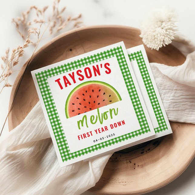 One in a Melon 1st Birthday – Cute Watermelon Napkin (Creator Uploaded)