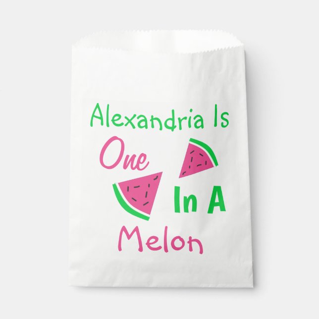 One In A Melon 1st Birthday Favour Bag (Front)