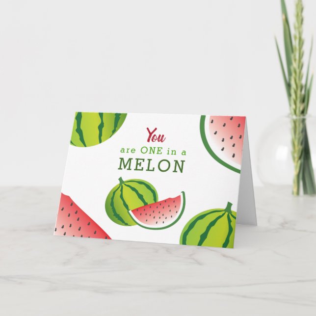 One in a Melon 1st Birthday Greeting Card (Front)