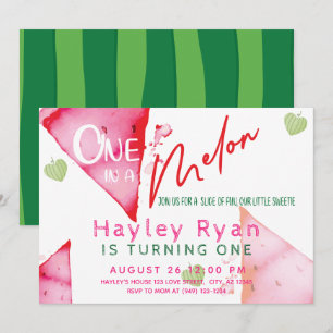 One In a Melon 1st Birthday Invitation