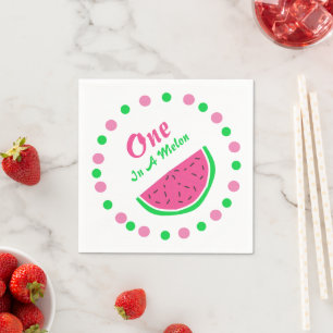 One In A Melon 1st Birthday Napkin