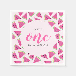 One in a melon 1st birthday napkin