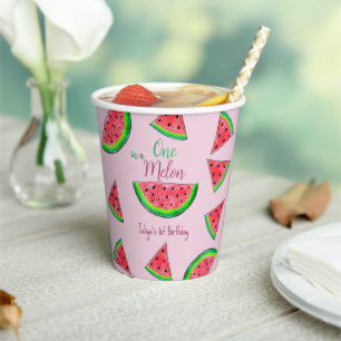 One in a melon 1st Birthday   Paper Cups