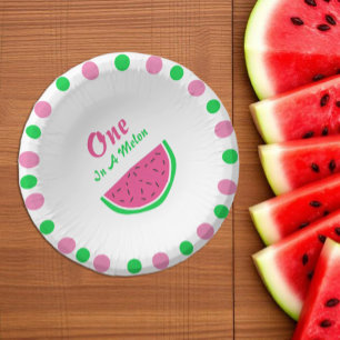 One In A Melon 1st Birthday Paper Plate