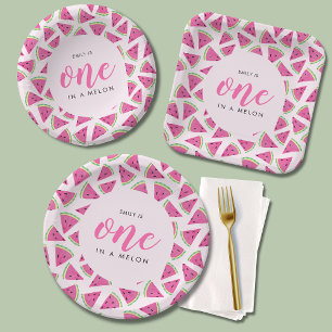 One in a melon 1st birthday paper plate