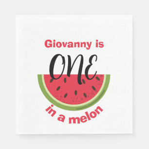 One in a Melon 1st Birthday Party Napkin