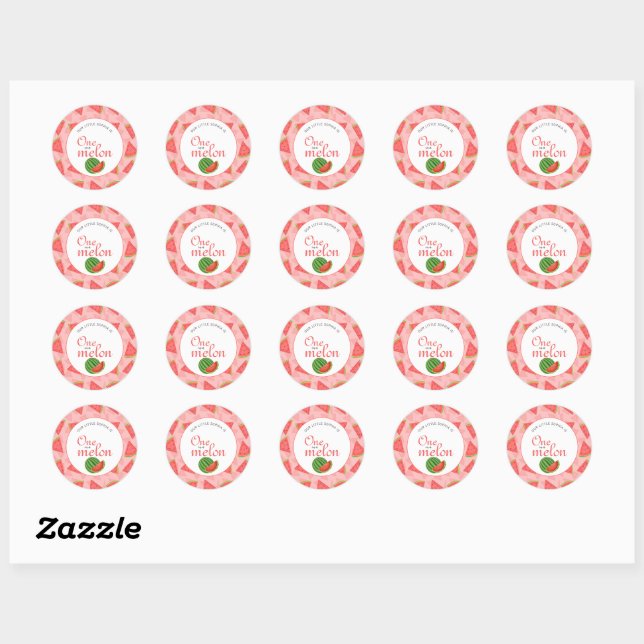 One In A Melon 1st Birthday Party Watermelon  Classic Round Sticker (Sheet)