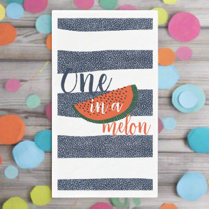 One in a Melon 1st Birthday Striped Blue Baby Boy Napkin