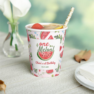 One in a Melon 1st Birthday Summer Party Paper Cups