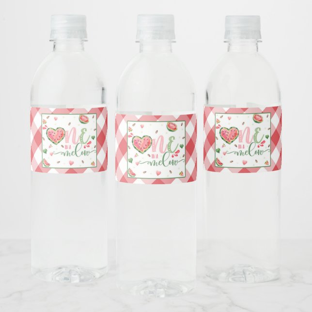 One in a Melon 1st birthday  Water Bottle Label (Bottles)