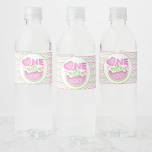 One in a Melon 1st Birthday Water Bottle Label 