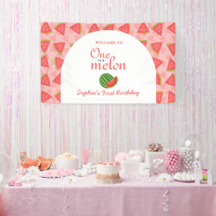 One In A Melon 1st Birthday Watermelon   Banner