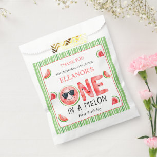 One in a melon 1st birthday watermelon Thank You Favour Bag