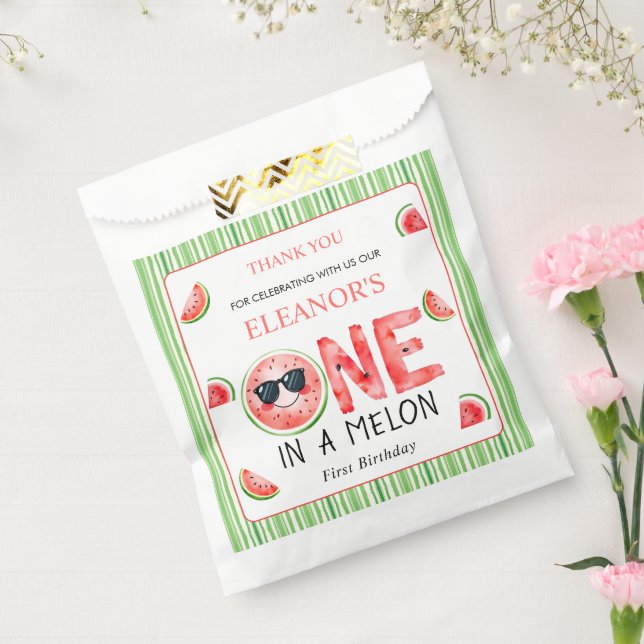 One in a melon 1st birthday watermelon Thank You Favour Bag (Sealed)