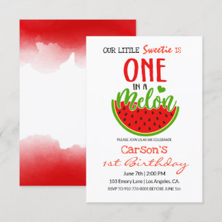 One In A Melon | Baby Birthday Invitation