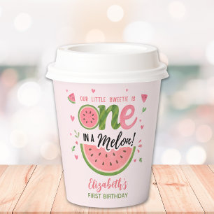 One in a Melon! Birthday Girl Celebration Paper Cups