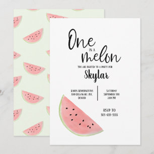 One in a Melon Birthday Invitation for Girl or Boy