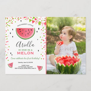 One in a melon Birthday Invitation Watermelon