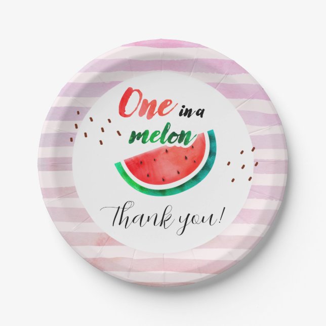 One in a Melon Birthday Paper Plate (Front)