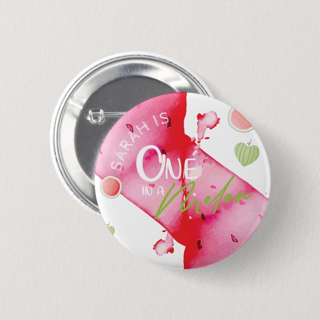 One In a Melon Birthday Personalized 2 Inch Round Button (Front & Back)