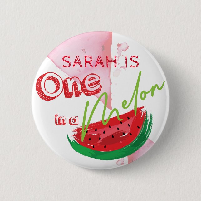 One In a Melon Birthday Personalized 2 Inch Round Button (Front)