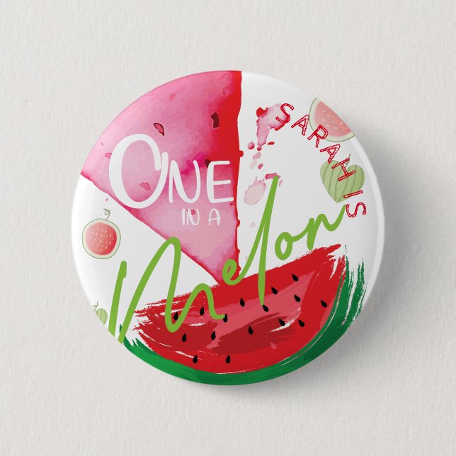 One In a Melon Birthday Personalized 2 Inch Round Button (Front)