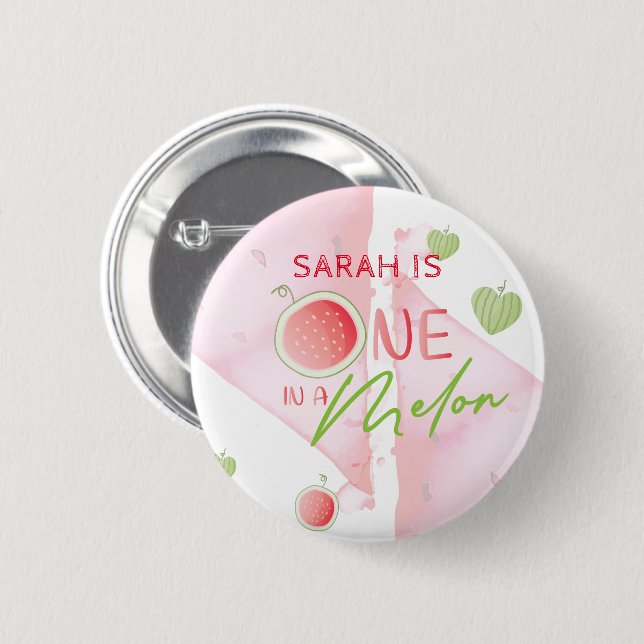 One In a Melon Birthday Personalized 2 Inch Round Button (Front & Back)